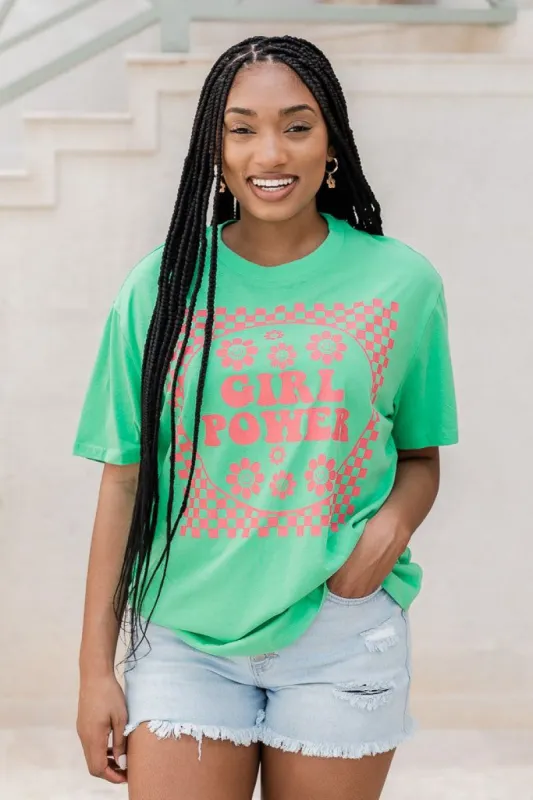 Girl Power Green Oversized Graphic Tee sold by Pink Lily