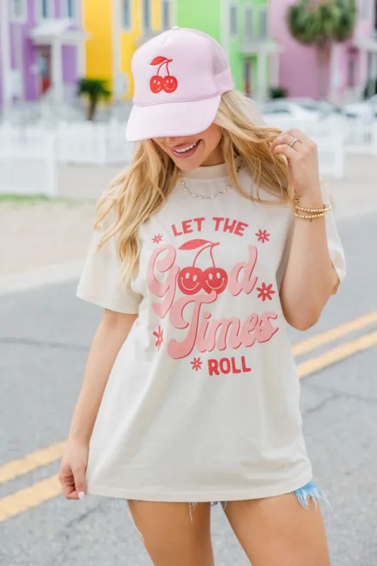 Cherries Light Pink Trucker Hat sold by Pink Lily