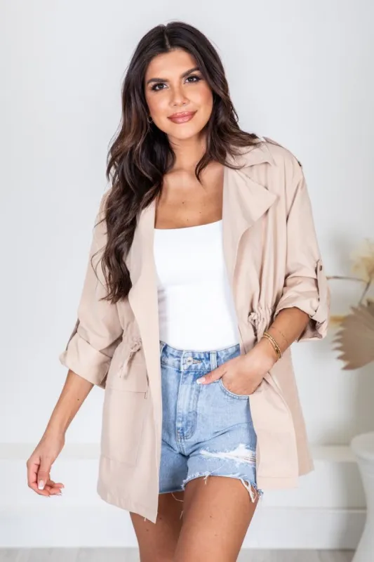 Ready For The Day Khaki Lightweight Jacket sold by Pink Lily