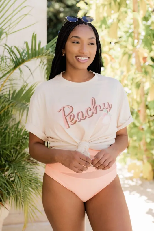 Peachy Ivory Oversized Graphic Tee sold by Pink Lily