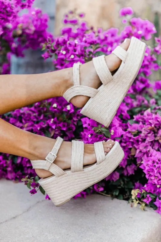 Mabel Beige Jute Platform Sandals FINAL SALE sold by Pink Lily