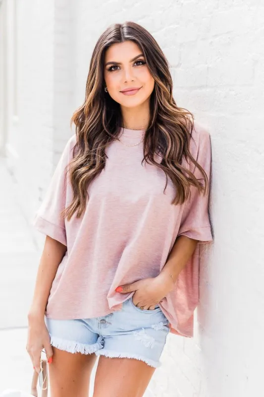 Desired Moment Mauve Heather Open Back Tee FINAL SALE sold by Pink Lily
