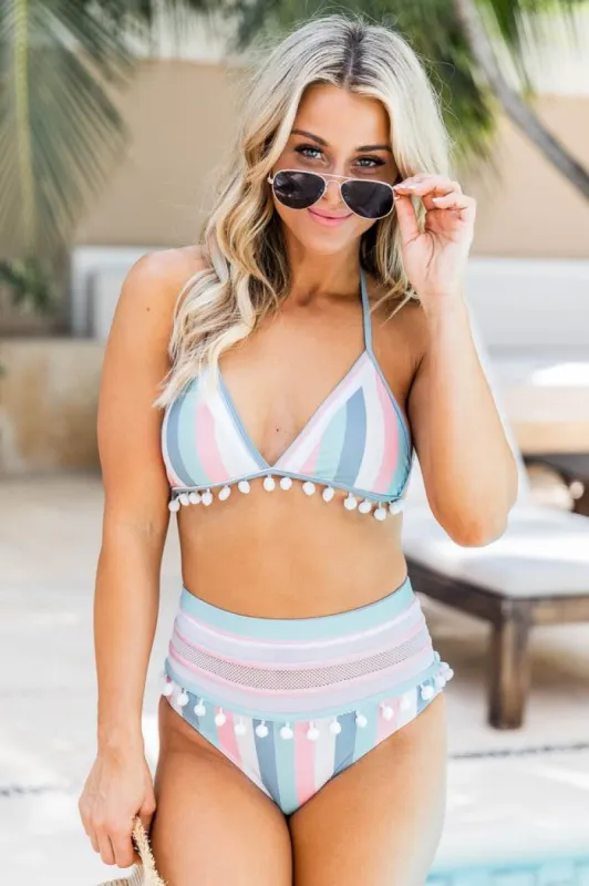Sailing Through Paradise Muted Stripe Bikini Top FINAL SALE sold by Pink Lily