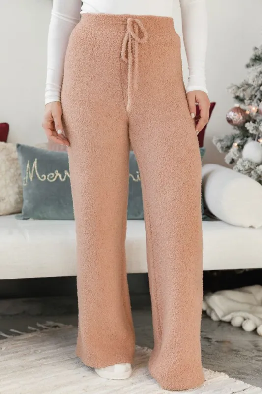 Movies and Chill Brown Fuzzy Lounge Pants sold by Pink Lily