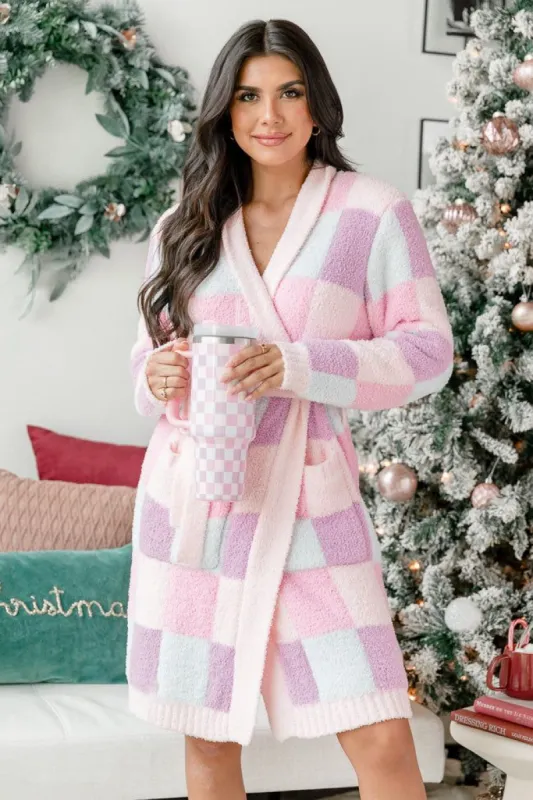 Relax and Unwind Multi Checkered Robe sold by Pink Lily