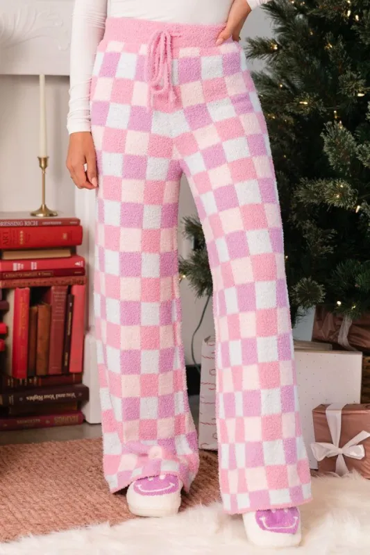 Movies and Chill Multi Check Fuzzy Lounge Pants FINAL SALE sold by Pink Lily