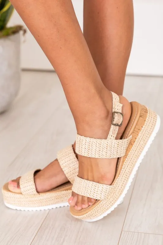 Ella Natural Raffia Weave Platform Wedges FINAL SALE sold by Pink Lily
