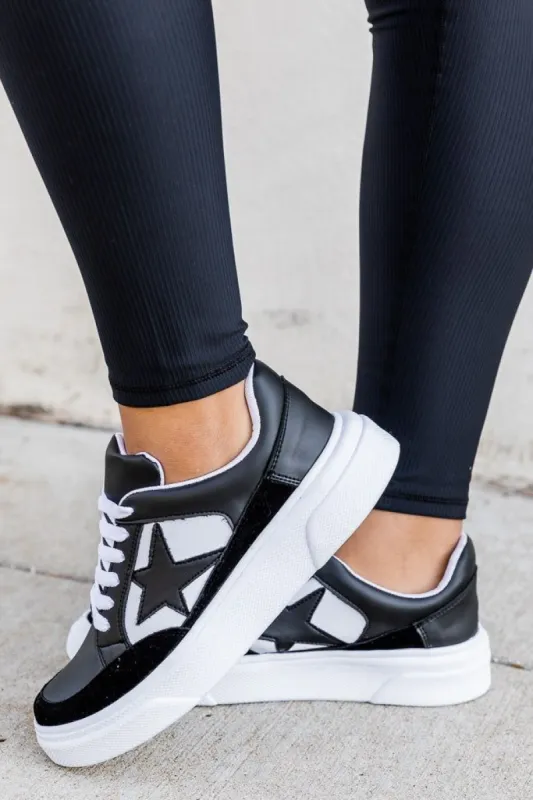 Cleo Black Star Sneakers FINAL SALE made by Pink Lily