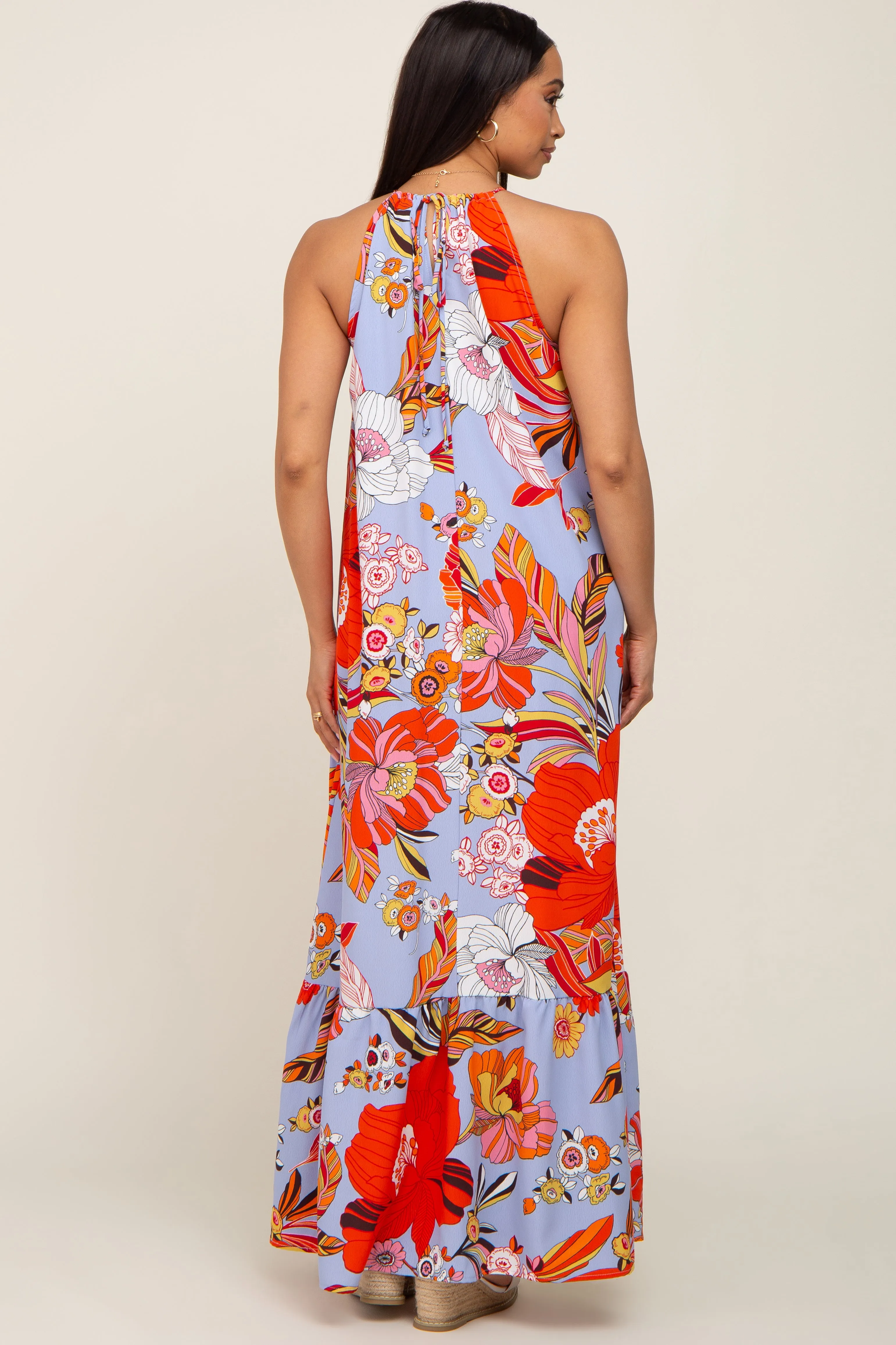 Periwinkle Floral Halter Maxi Dress sold by Pinkblush product image thumbnail 3