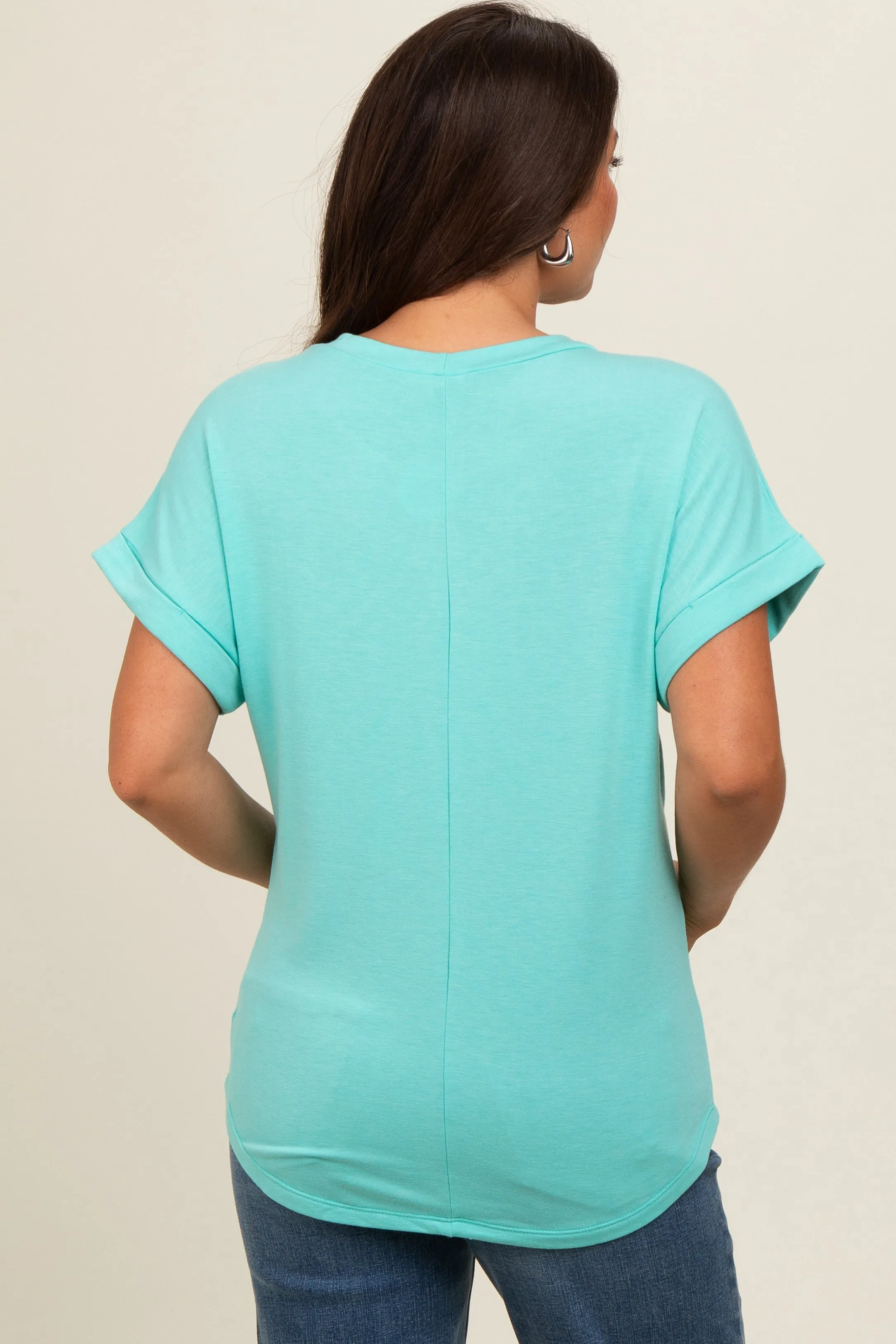 Mint Green Short Sleeve Terry Maternity Top sold by Pinkblush product image thumbnail 4