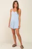Light Blue Ribbed V-Neck Romper sold by Pinkblush