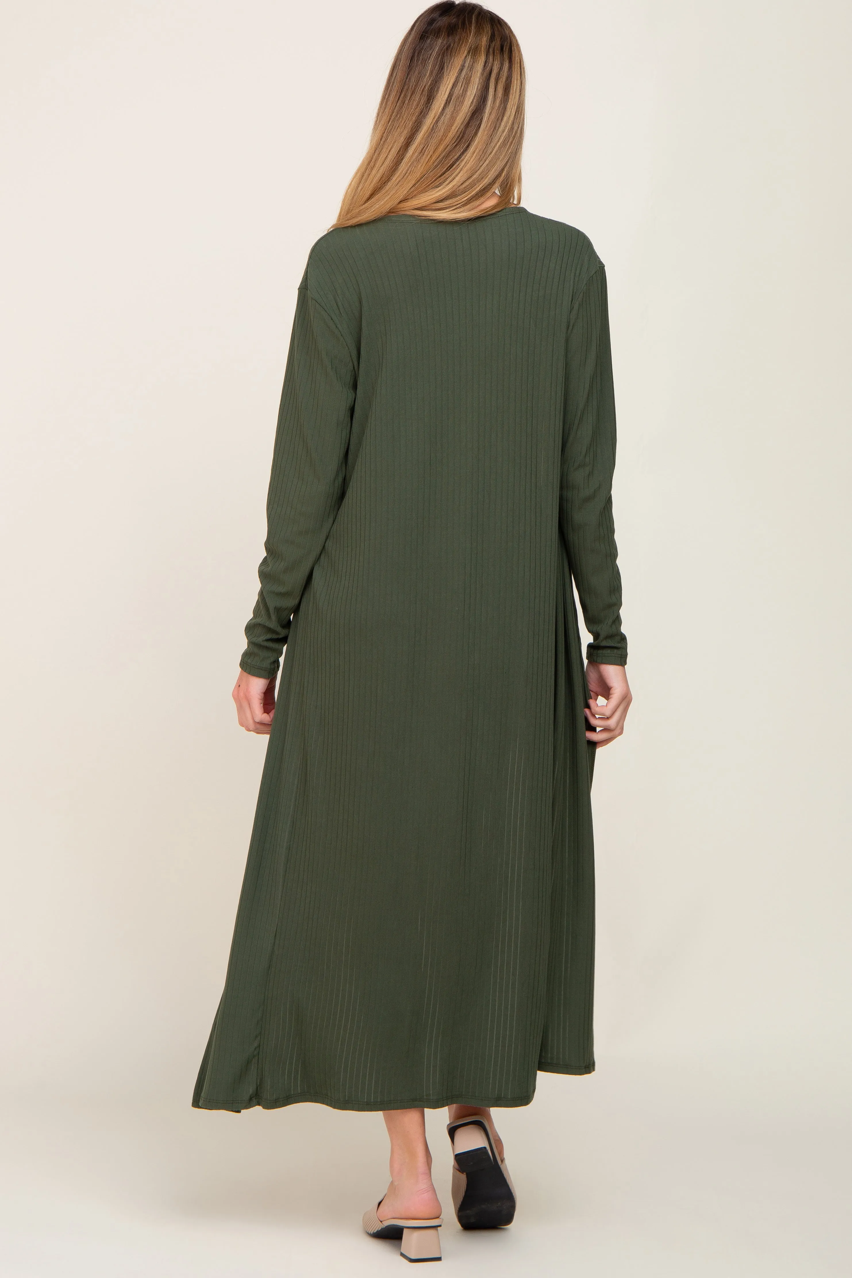 Olive Ribbed Cardigan 2 Piece Maternity Set sold by Pinkblush product image thumbnail 3