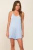 Light Blue Ribbed V-Neck Romper sold by Pinkblush