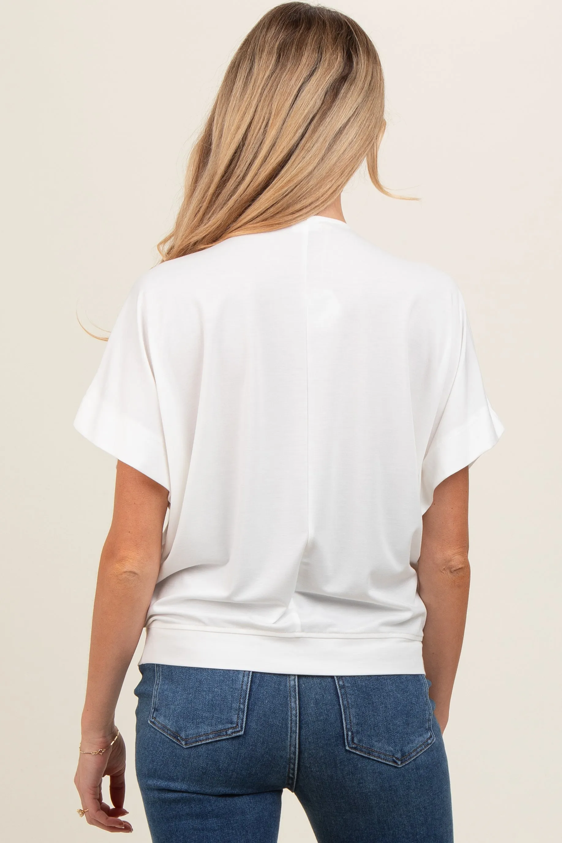 Ivory Round Neck Dolman Sleeve Maternity Top sold by Pinkblush product image thumbnail 4