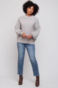 Heather Grey Ribbed Sweater sold by Pinkblush