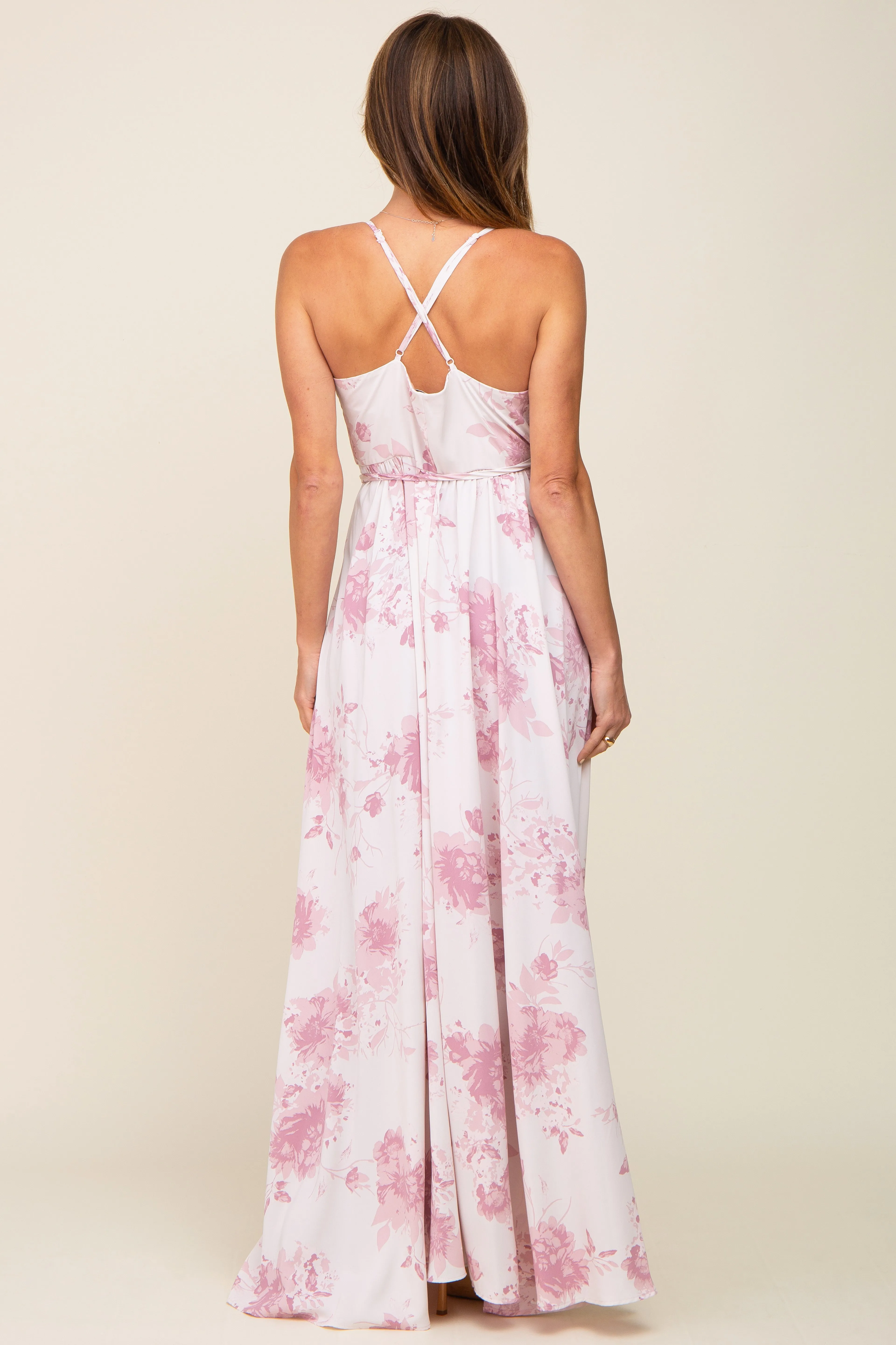Mauve Floral Wrap Maxi Dress sold by Pinkblush product image thumbnail 3