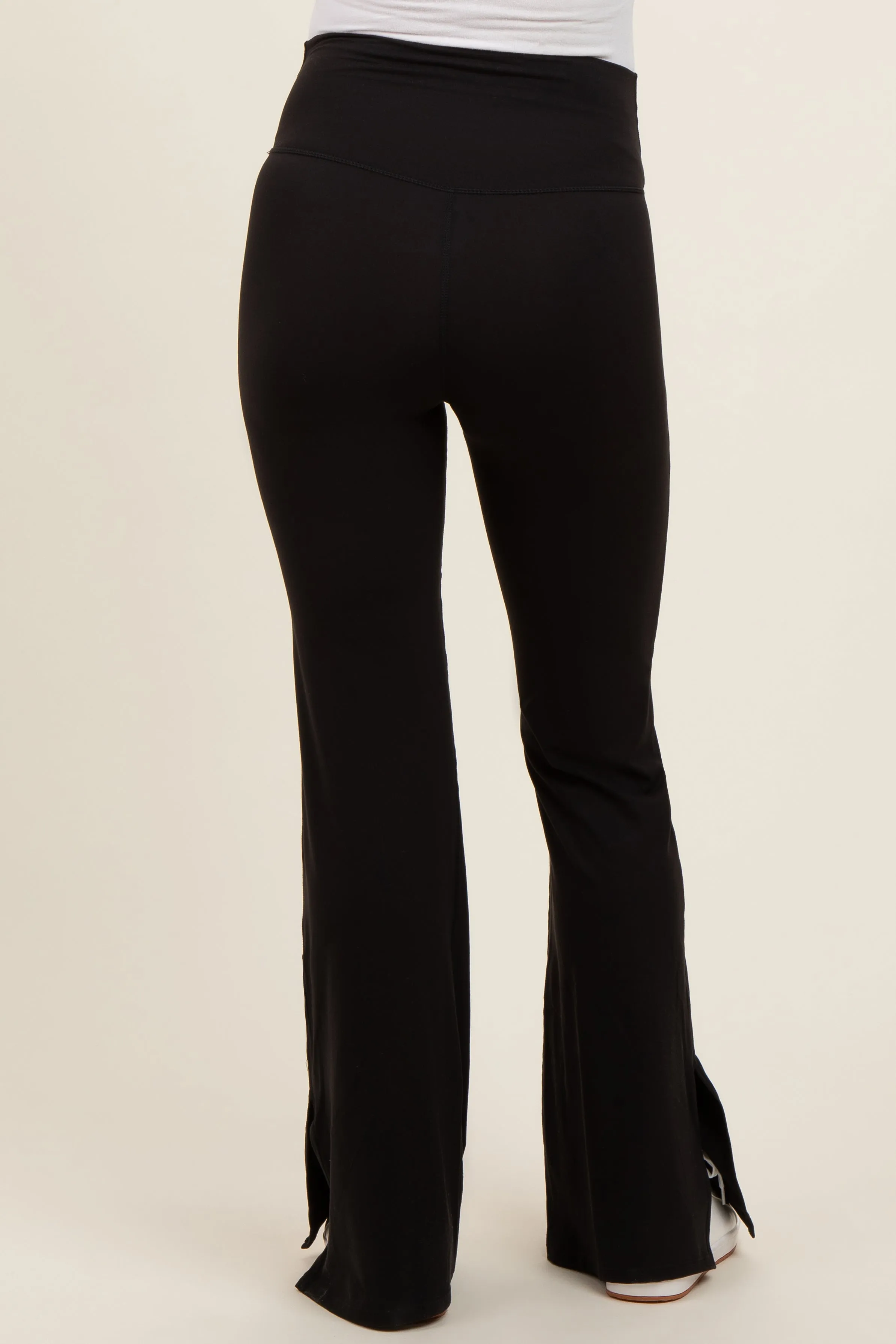 Black Crossover Waist Maternity Flared Leggings sold by Pinkblush product image thumbnail 4