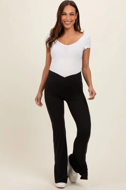 Black Crossover Waist Maternity Flared Leggings sold by Pinkblush