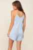 Light Blue Ribbed V-Neck Romper sold by Pinkblush