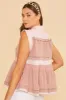 Pink Combo Contrast Trim Detail Button Front Woven Blouse Top sold by Pinkblush