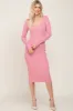 Pink Knit Ribbed Maternity Midi Dress sold by Pinkblush
