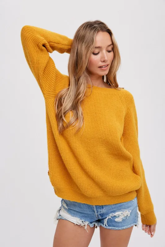 Yellow Back Cutout Lace Accent Sweater sold by Pinkblush