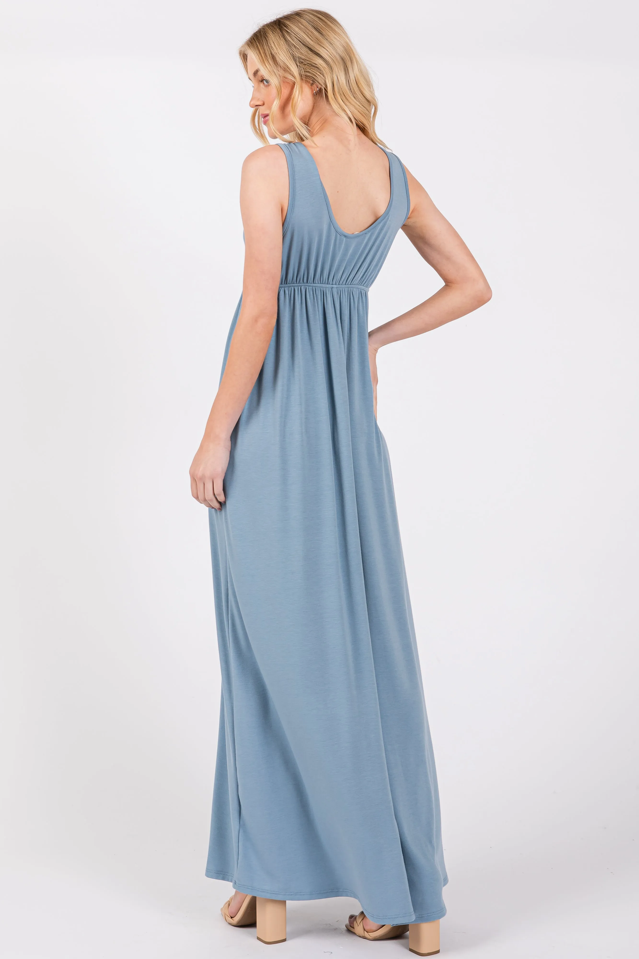 Blue Front Tie Cutout Sleeveless Maxi Dress sold by Pinkblush product image thumbnail 3