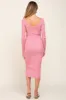 Pink Knit Ribbed Maternity Midi Dress sold by Pinkblush