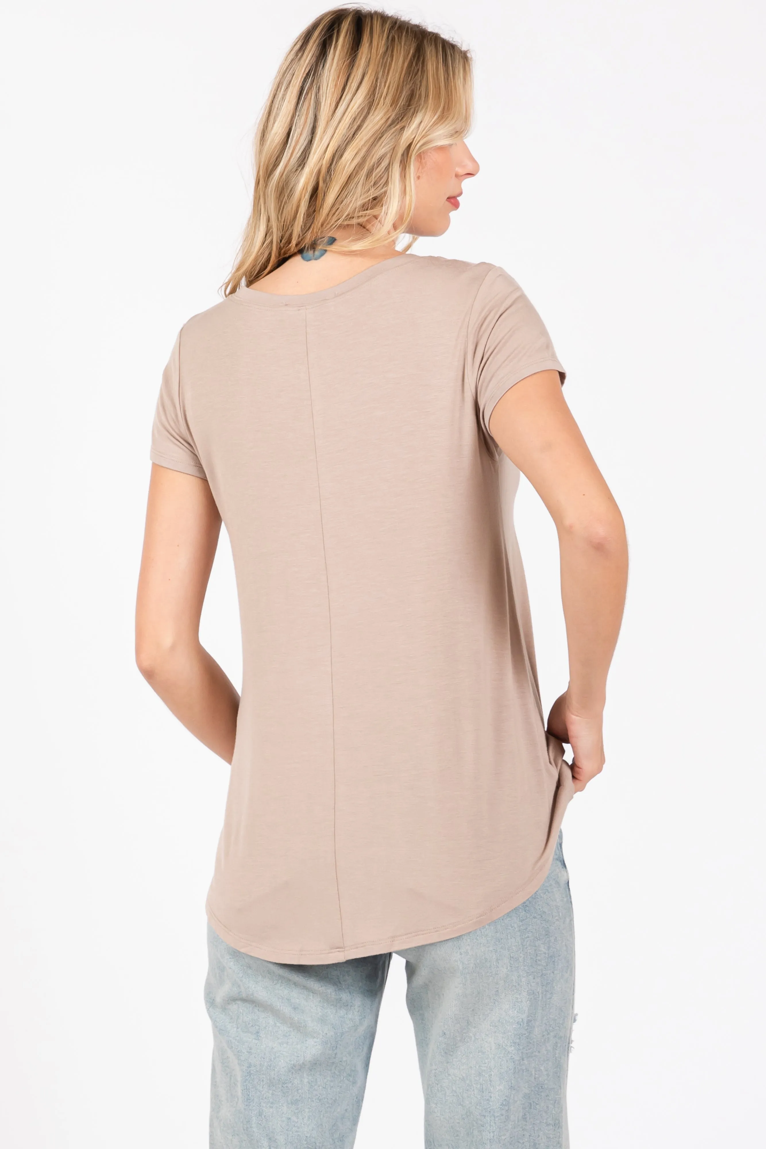 Mocha Basic Short Sleeve Top sold by Pinkblush product image thumbnail 3