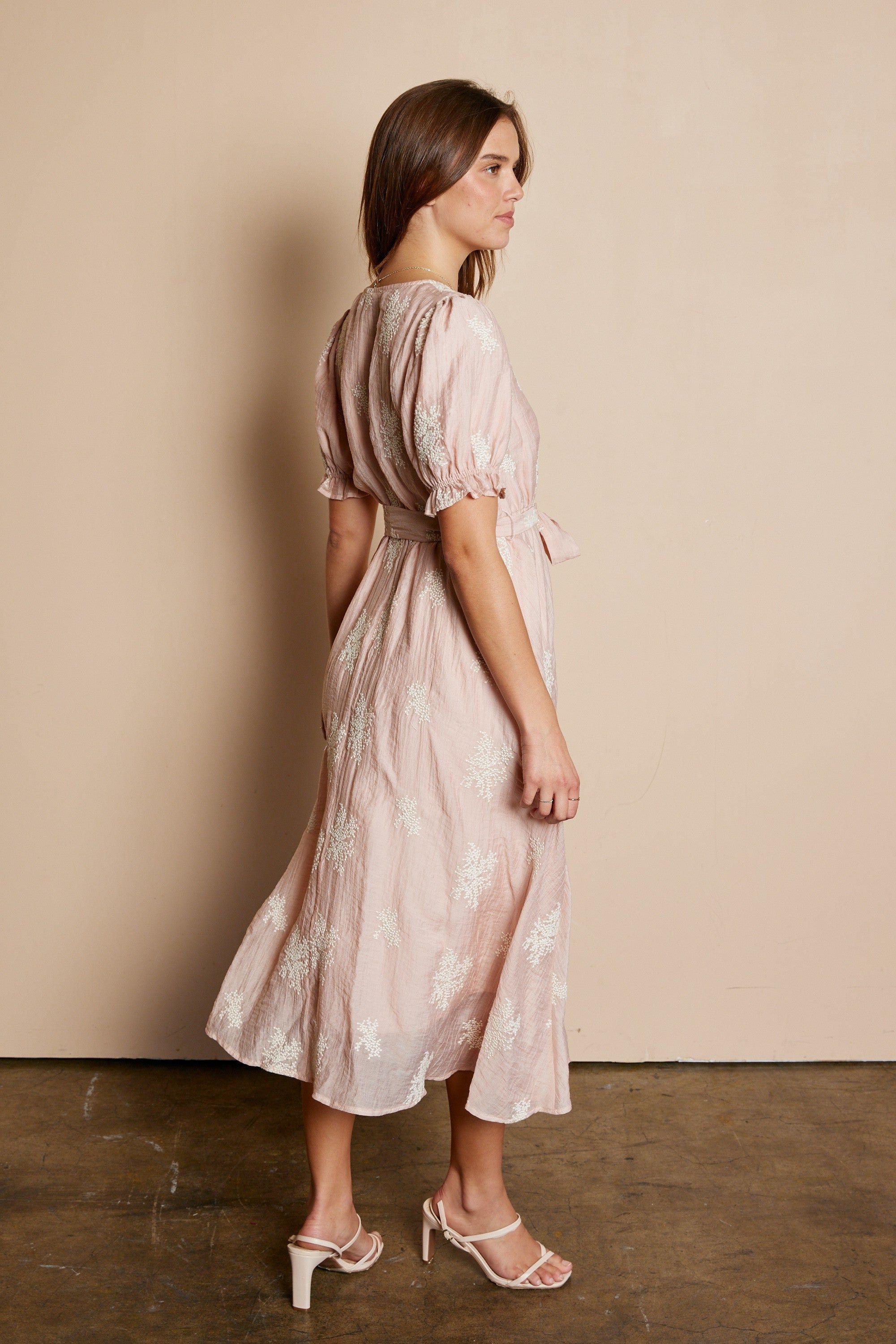 Blush V Neck Embroidered Dress sold by Pinkblush product image thumbnail 2