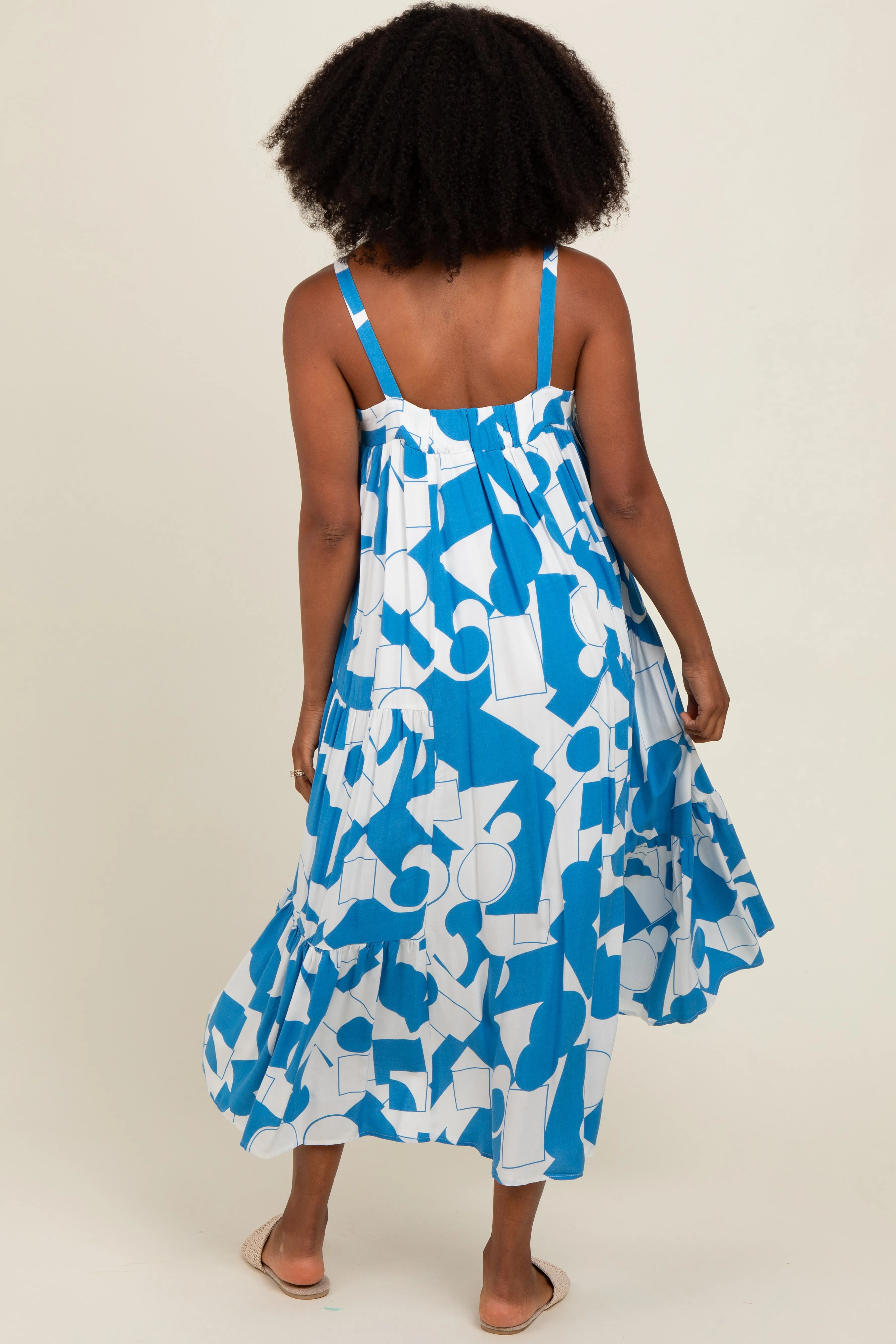 Blue Geometric Print Midi Dress sold by Pinkblush product image thumbnail 3