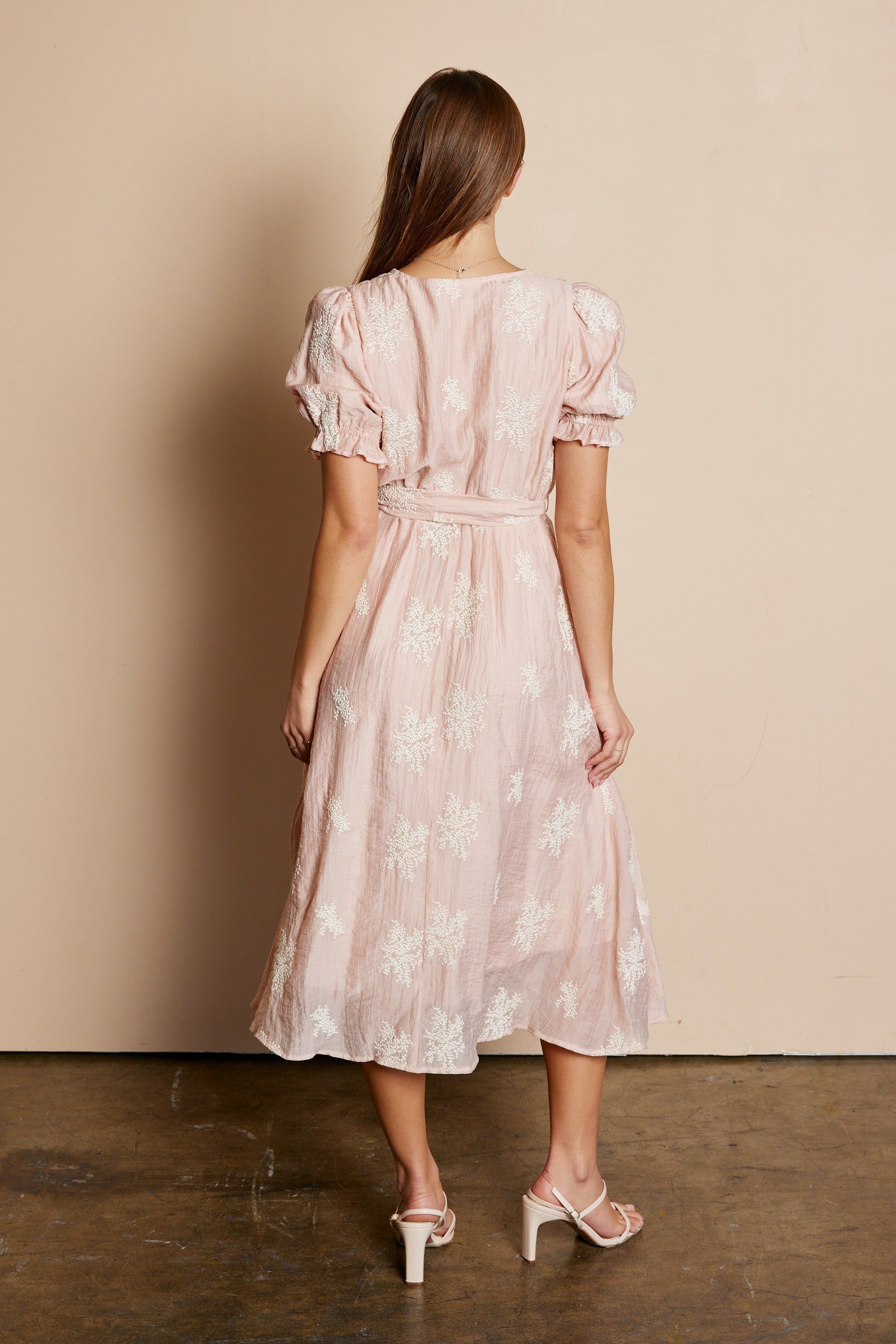 Blush V Neck Embroidered Dress sold by Pinkblush product image thumbnail 3