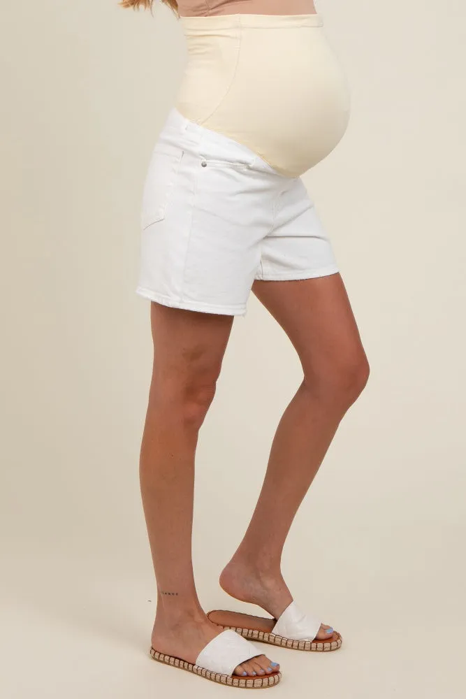 White Basic Maternity Denim Shorts sold by Pinkblush product image thumbnail 4