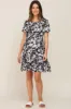 Black Floral Smocked Gathered Tier Maternity Dress sold by Pinkblush