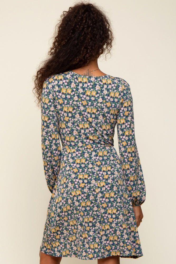 Green Floral Long Sleeve Dress sold by Pinkblush product image thumbnail 3