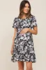 Black Floral Smocked Gathered Tier Maternity Dress sold by Pinkblush