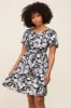Black Floral Smocked Gathered Tier Maternity Dress sold by Pinkblush