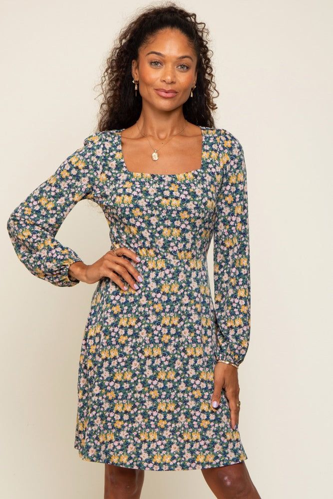 Green Floral Long Sleeve Dress sold by Pinkblush