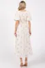 Pink Floral Textured Dot Smocked Sweetheart Neck Midi Dress sold by Pinkblush
