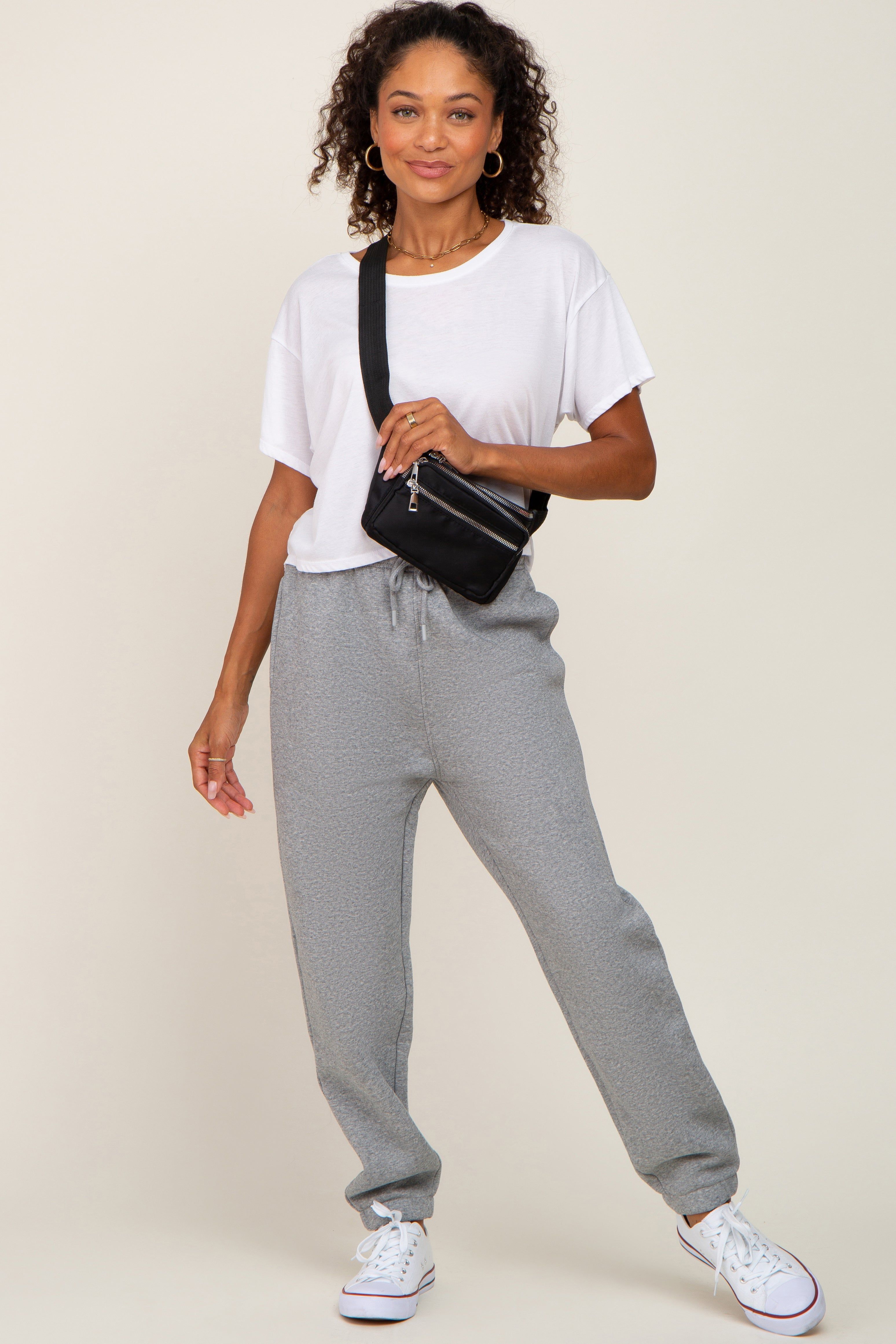 Heather Grey Basic Fleece Sweatpants sold by Pinkblush