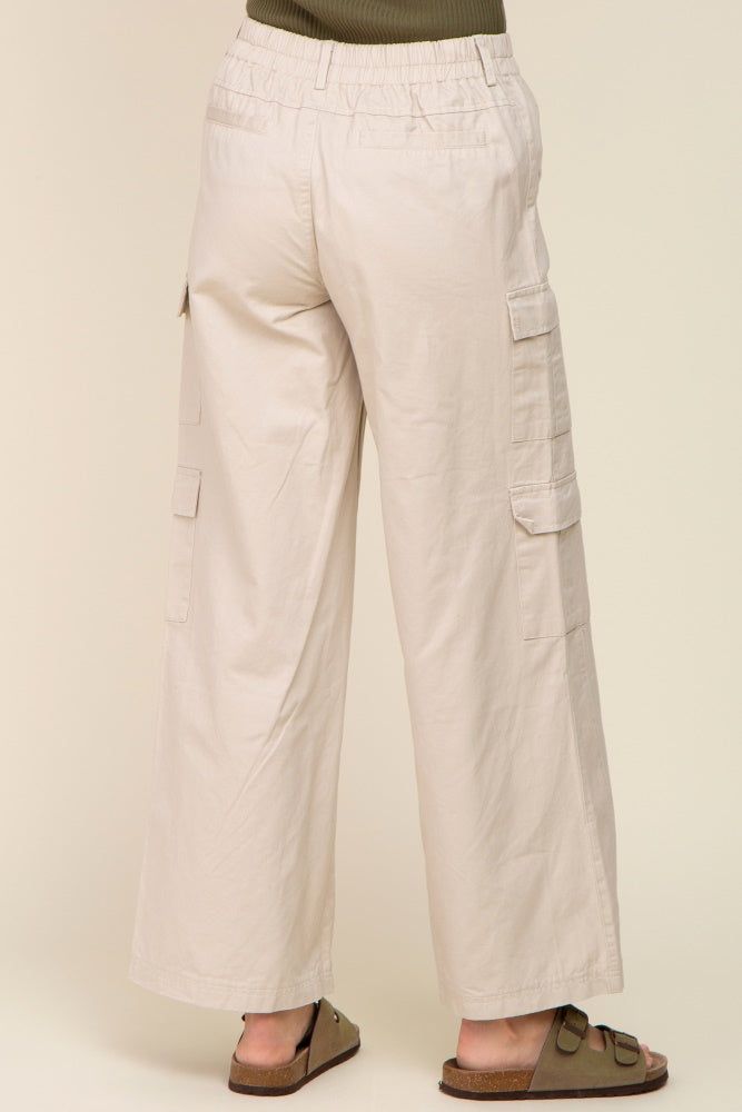Beige Double Pocket Wide Leg Cargo Pants sold by Pinkblush product image thumbnail 4