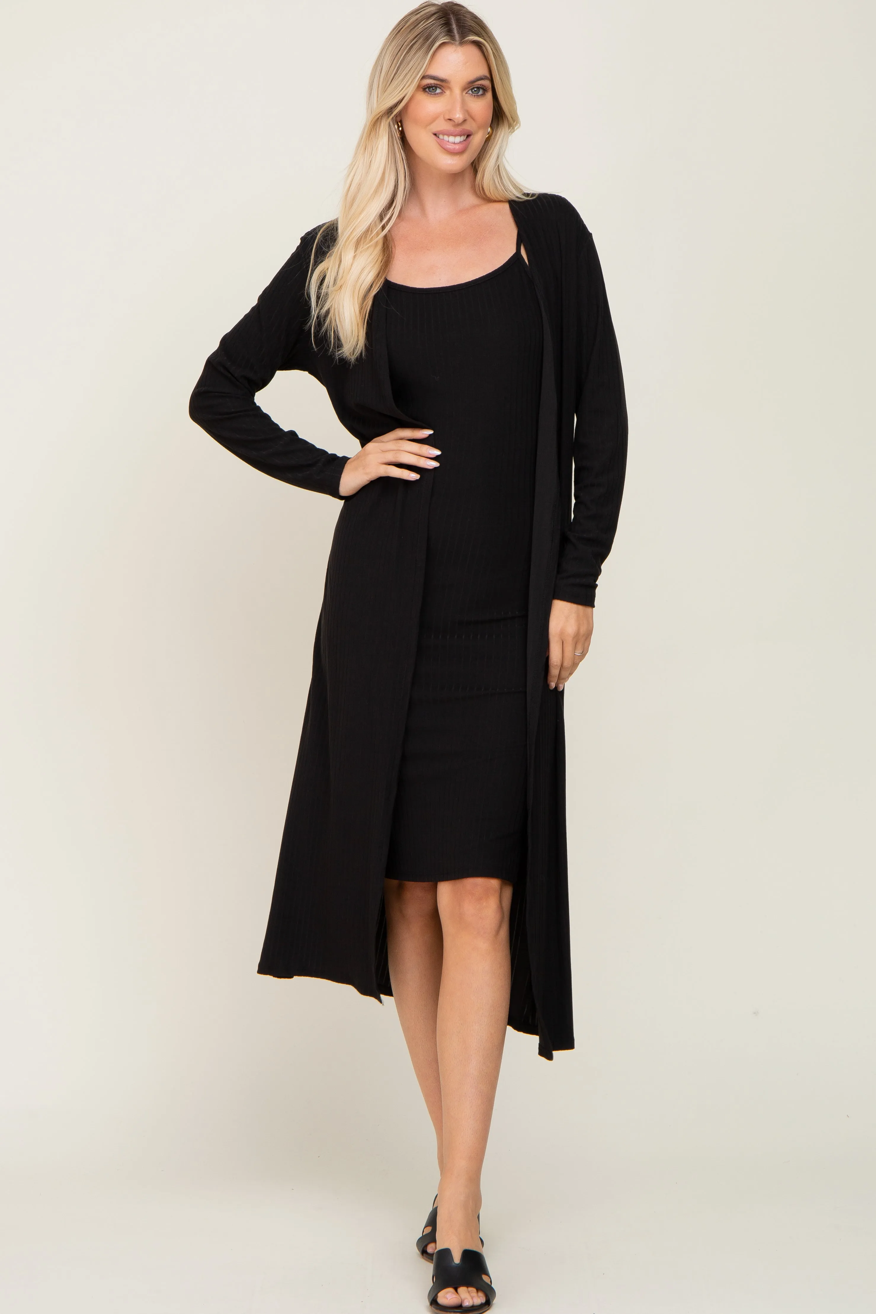 Black Ribbed Cardigan 2 Piece Set sold by Pinkblush product image thumbnail 4