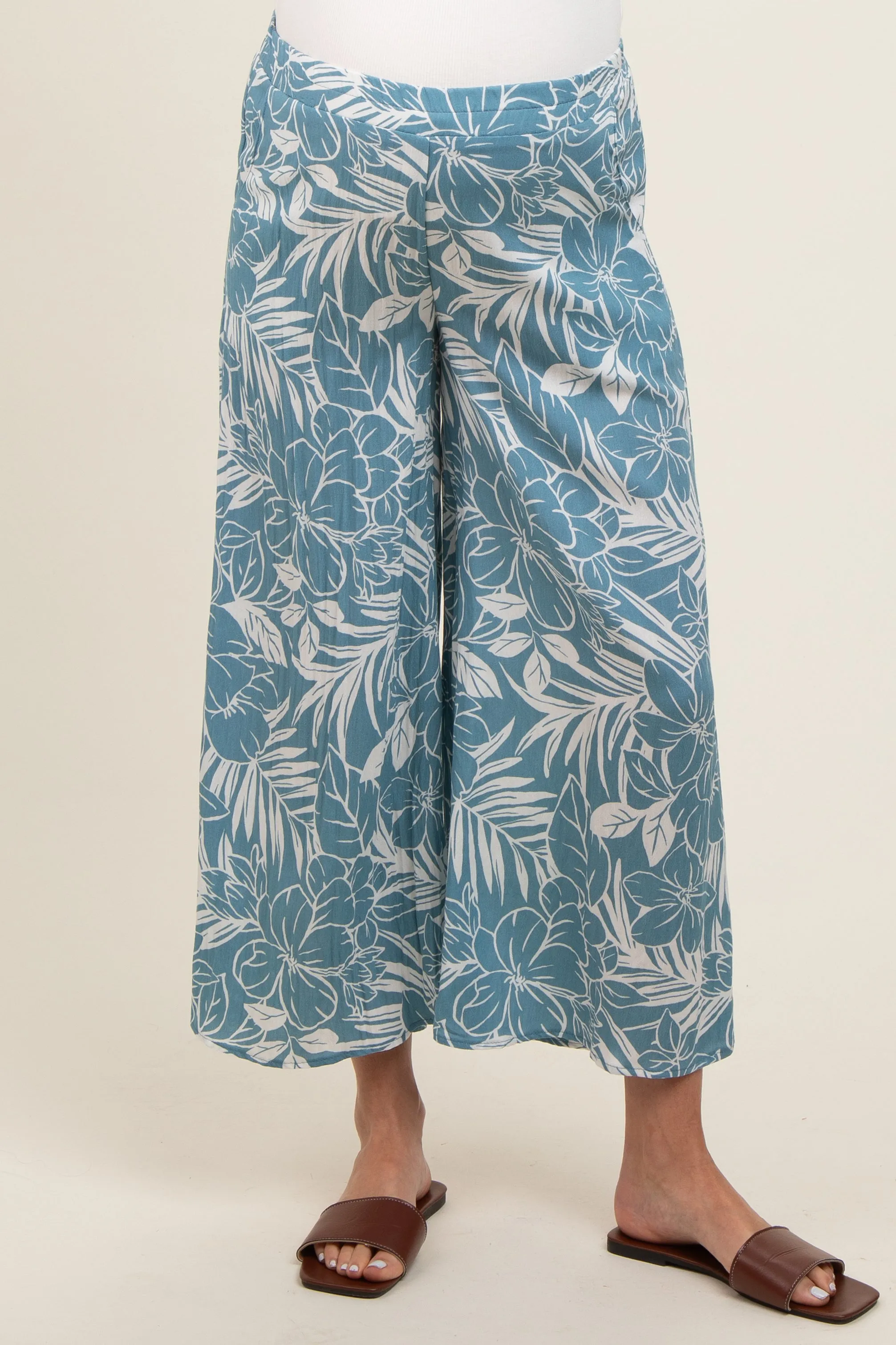 Blue Tropical Wide Leg Maternity Pants sold by Pinkblush product image thumbnail 2