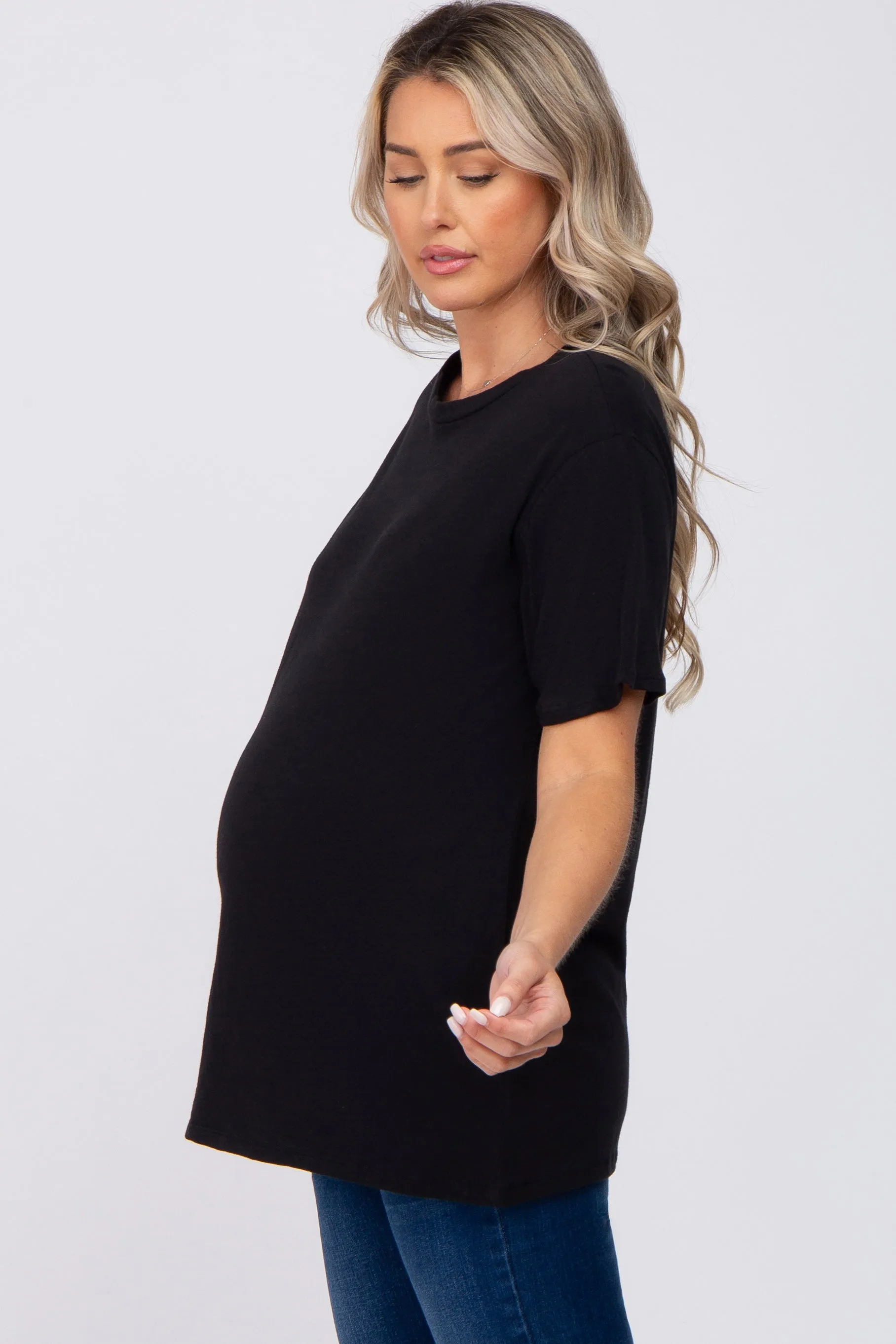 Black Oversized Short Sleeve Maternity Top sold by Pinkblush product image thumbnail 2