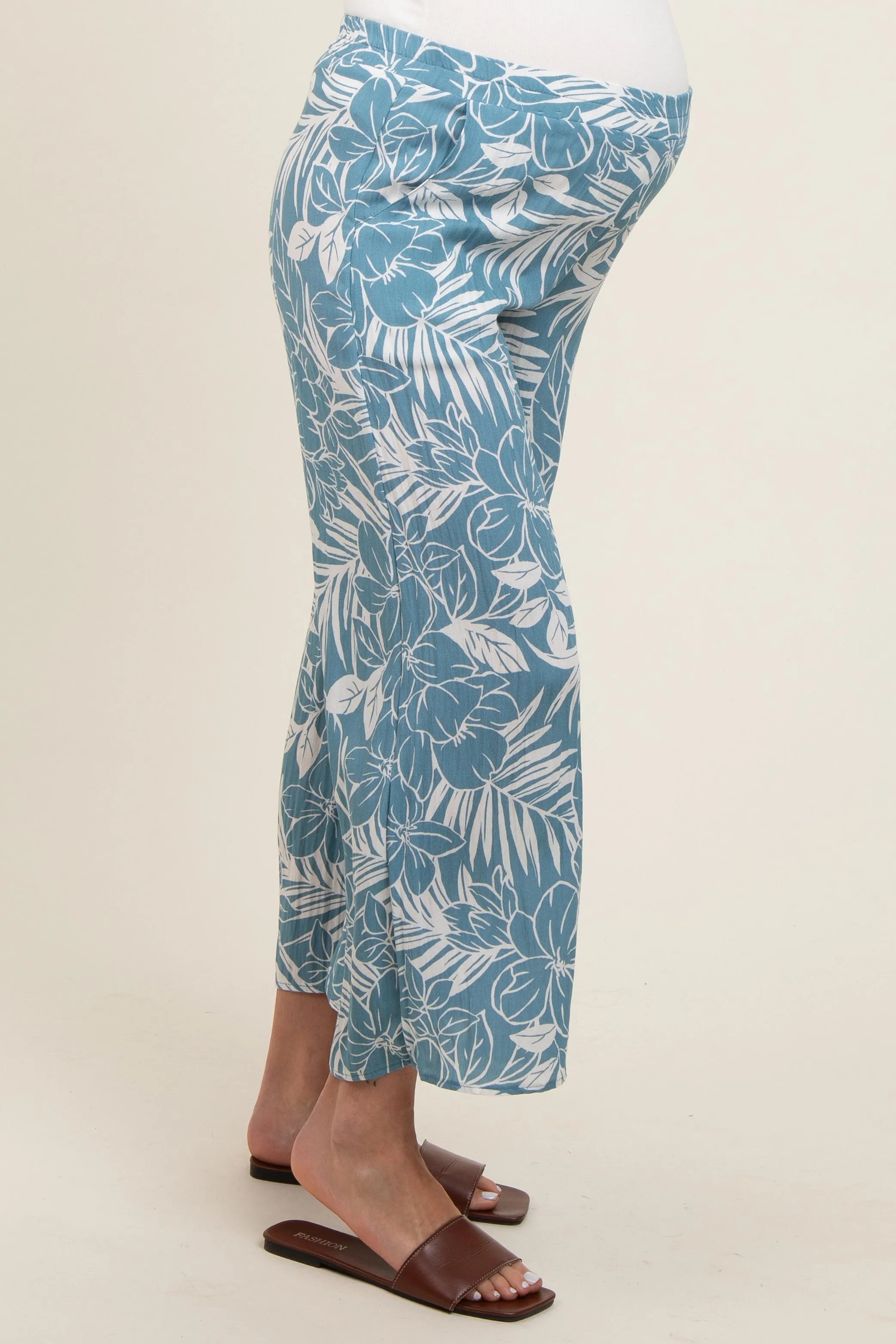 Blue Tropical Wide Leg Maternity Pants sold by Pinkblush product image thumbnail 3