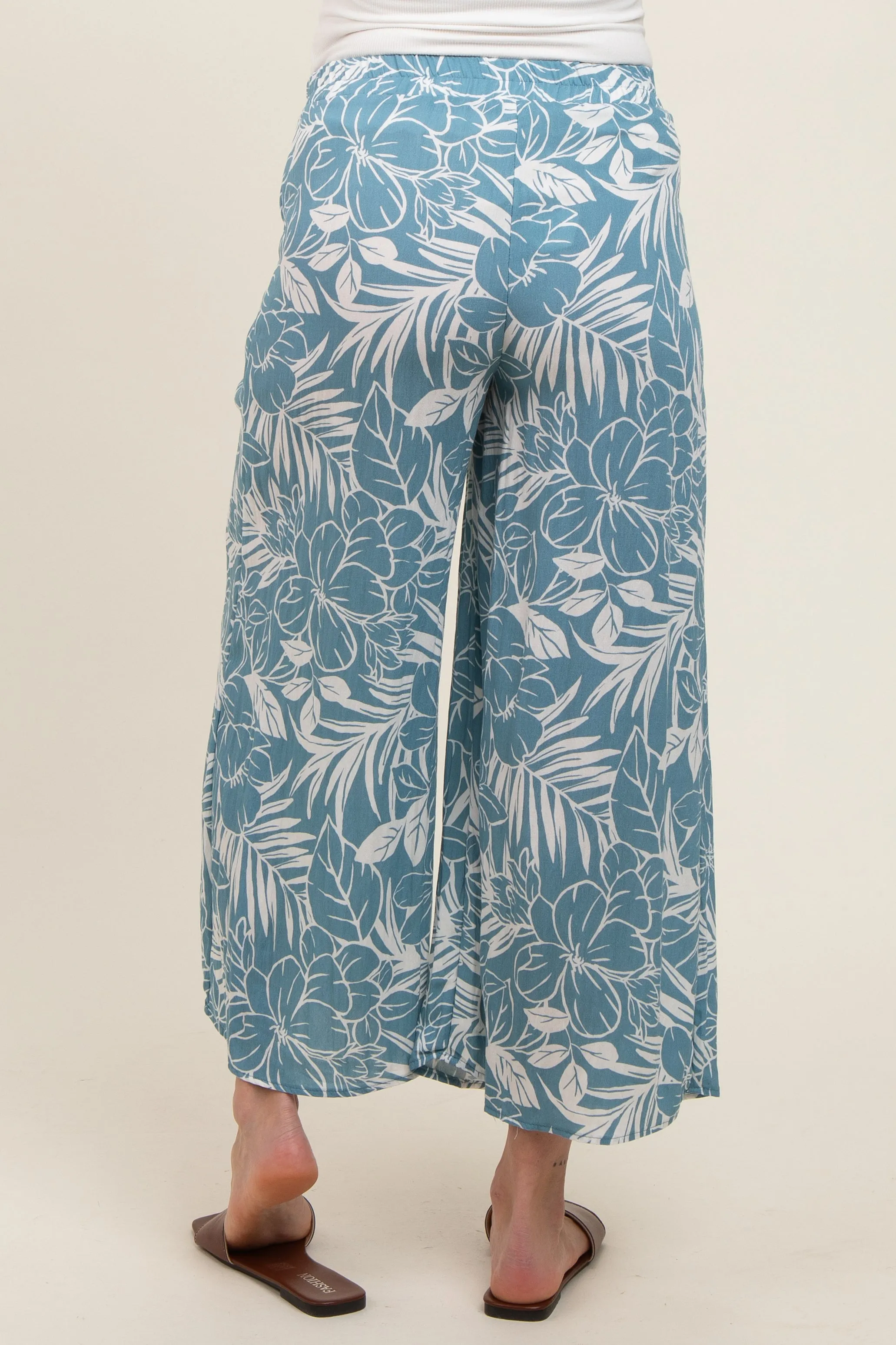 Blue Tropical Wide Leg Maternity Pants sold by Pinkblush product image thumbnail 4