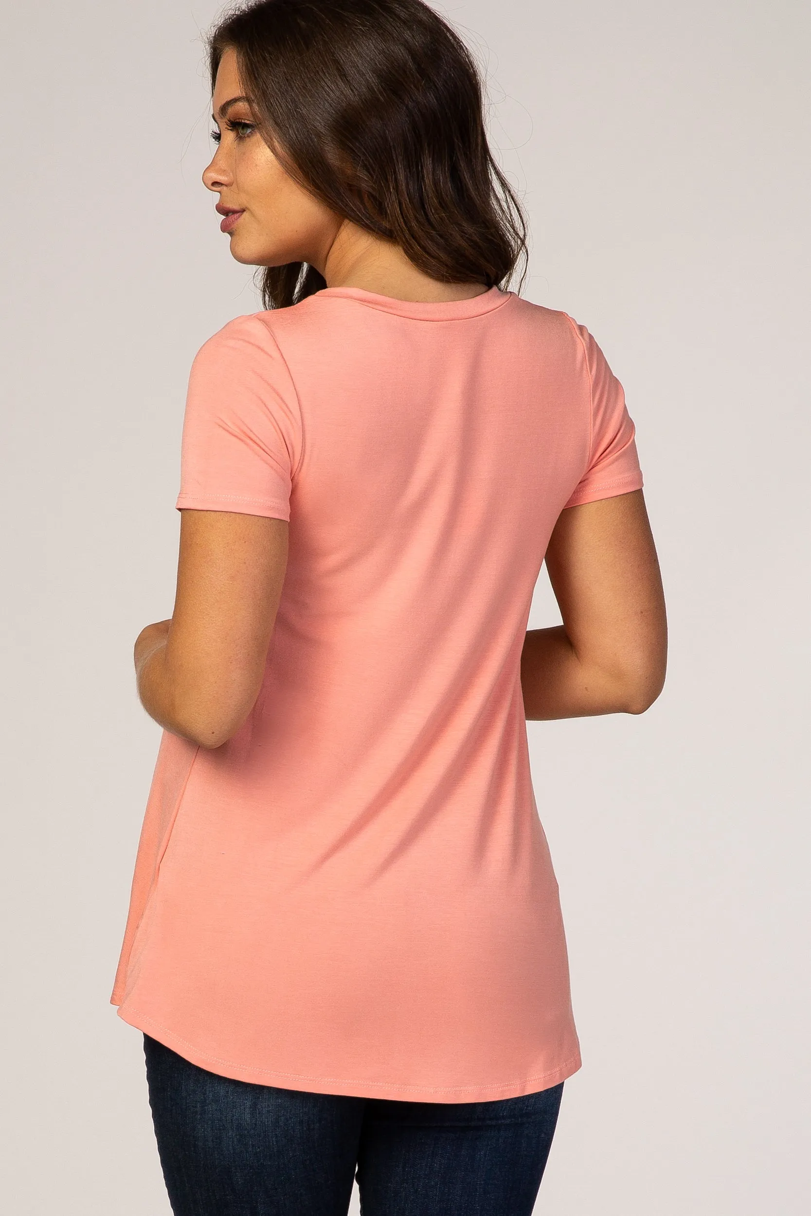 Coral Layered Wrap Front Maternity Nursing Top sold by Pinkblush product image thumbnail 3