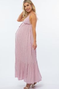 Light Pink Deep V-Neckline Maternity Maxi Dress sold by Pinkblush