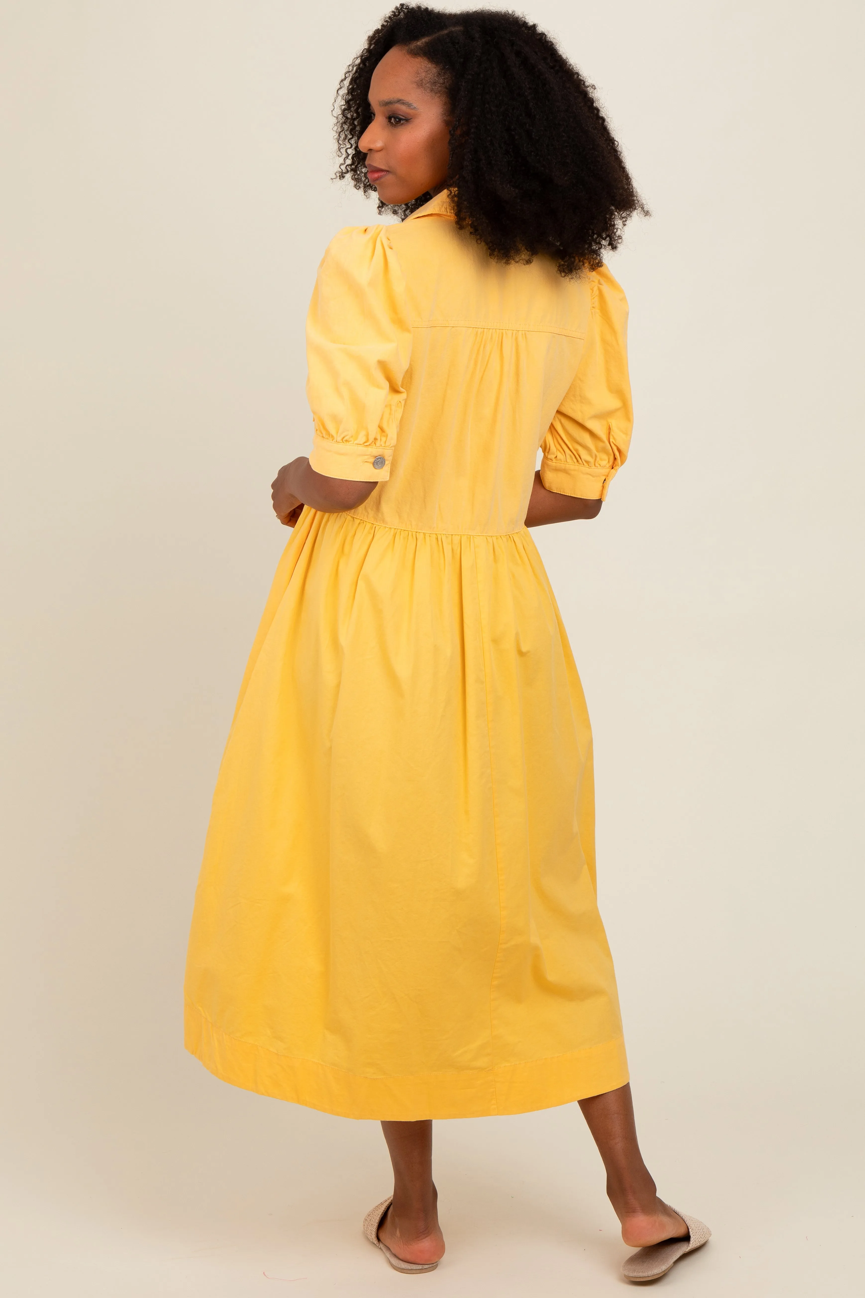 Yellow Half Zip Midi Dress sold by Pinkblush product image thumbnail 4