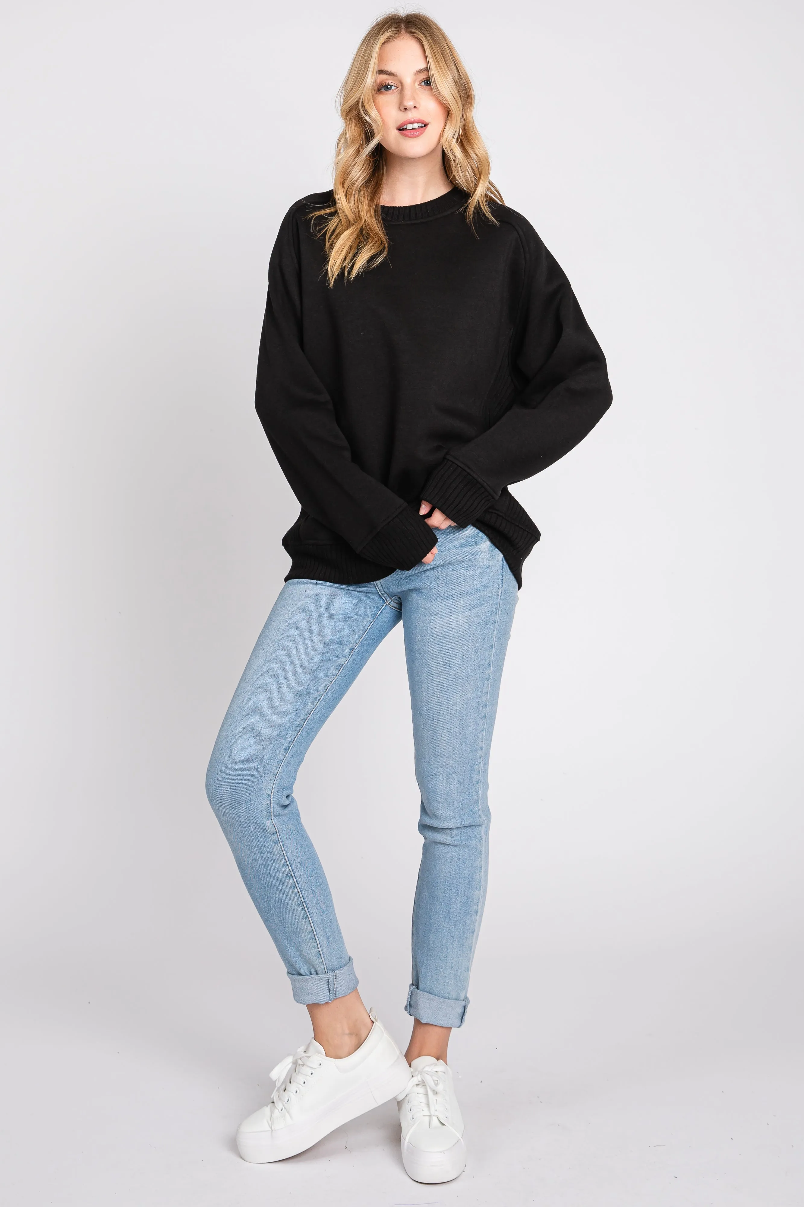 Black Pullover Terry Crewneck sold by Pinkblush product image thumbnail 4